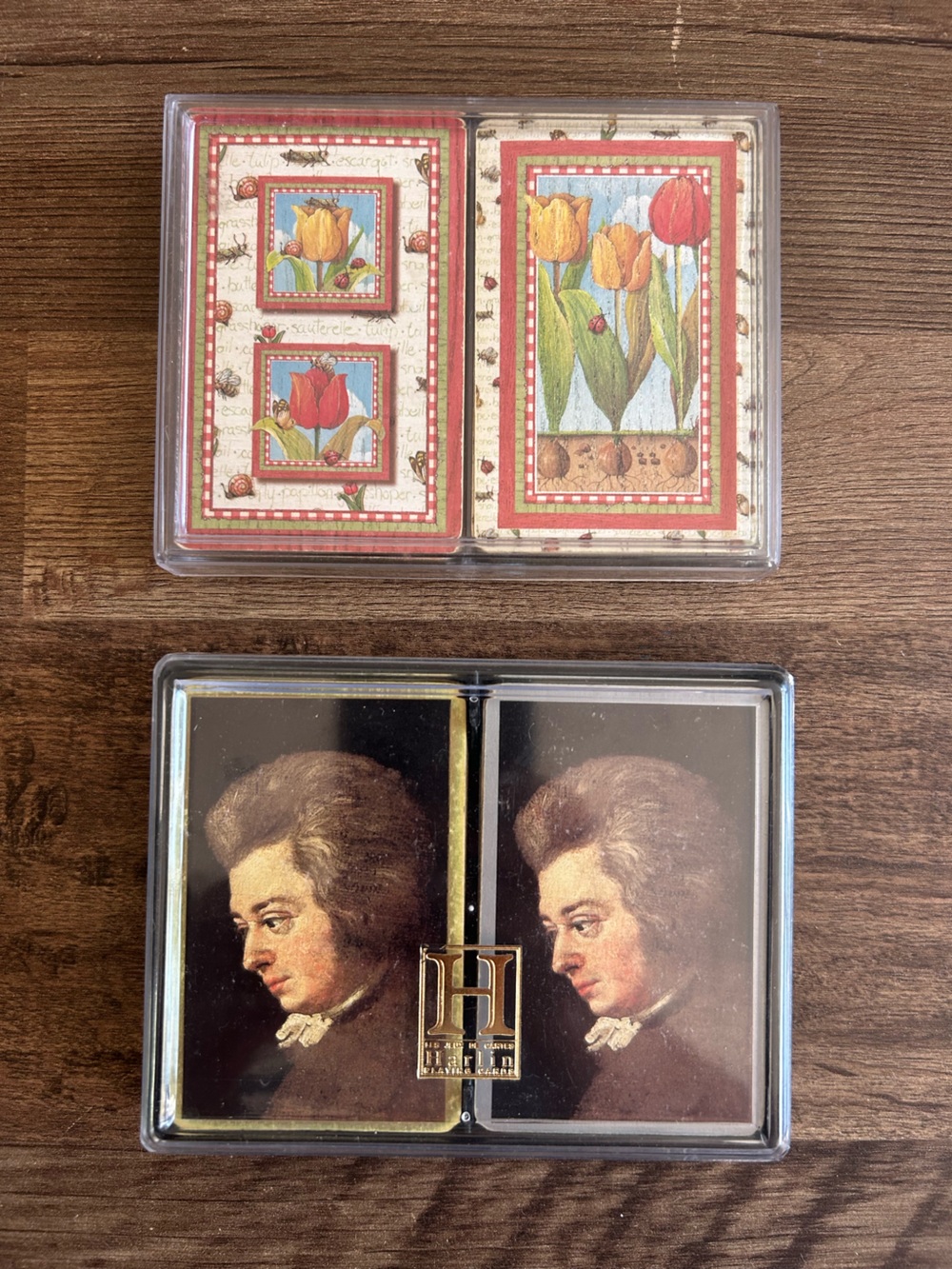 Vintage Playing Cards Double Deck Bundle Piatnik Mozart & Lisa Audit Tulips